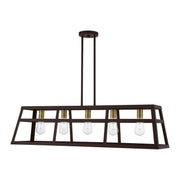 Schofield 5-Light Linear Chandelier in Bronze with Antique Brass Accents