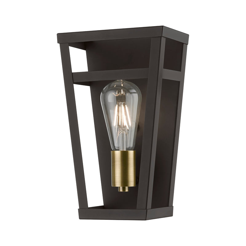 Schofield ADA Wall Sconce in Bronze with Antique Brass Accents