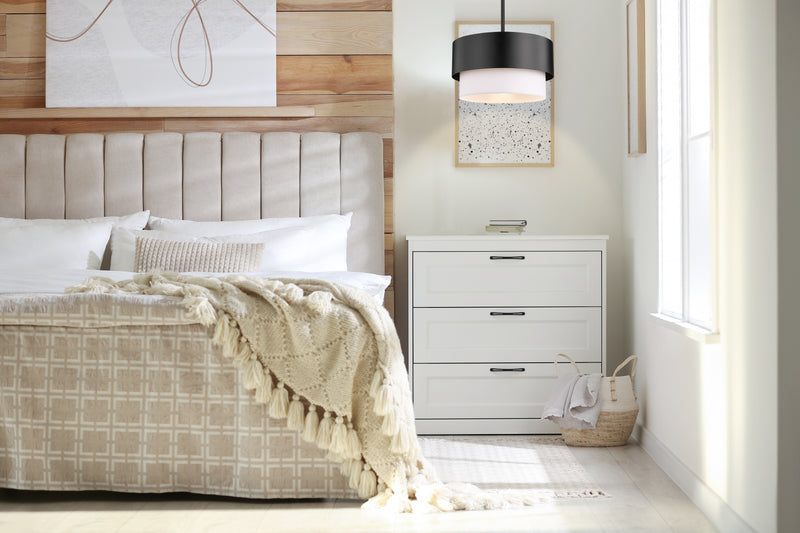 Counterpoint 1 Light 12" Pendant in Matte Black in a room setting