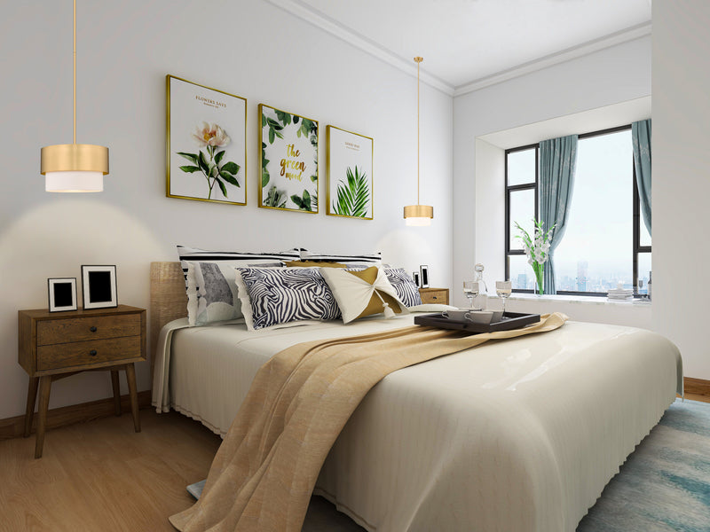Counterpoint 1 Light 12" Pendant in Modern Gold in a room setting