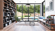 Counterpoint 3 Light 18" Pendant in Matte Black in a room setting
