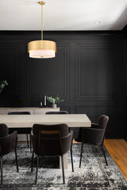 Counterpoint 3 Light 18" Pendant in Modern Gold in a room setting