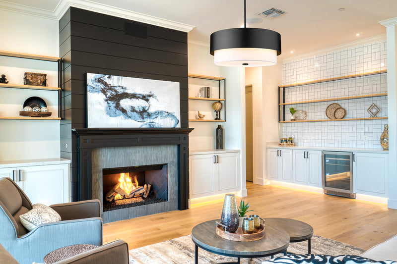 Counterpoint 5 Light 24" Pendant in Matte Black in a room setting