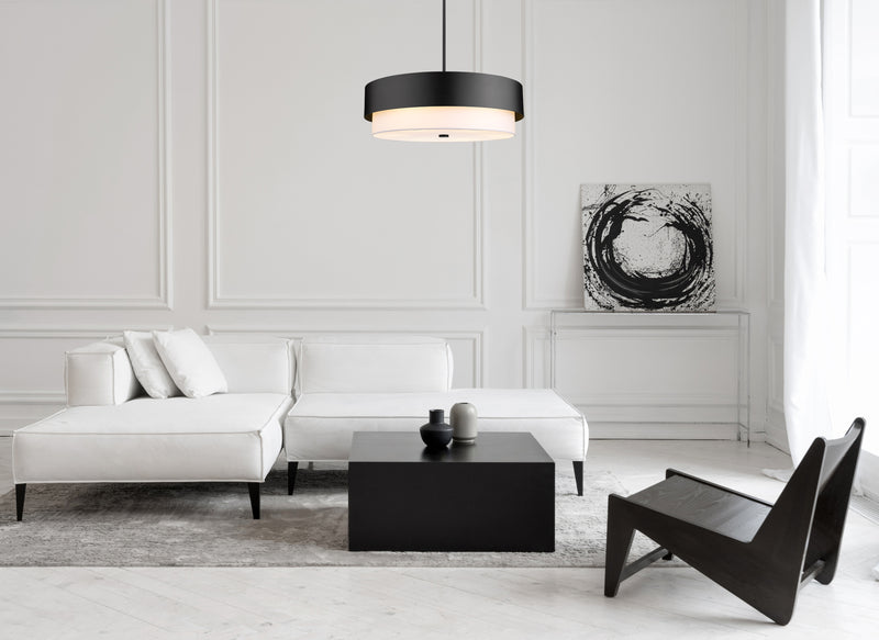 Counterpoint 6 Light 31.5" Pendant in Matte Black in a room setting