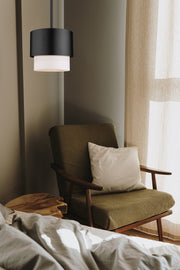 Counterpoint 1 Light 7.25" Pendant in Matte Black in a room setting