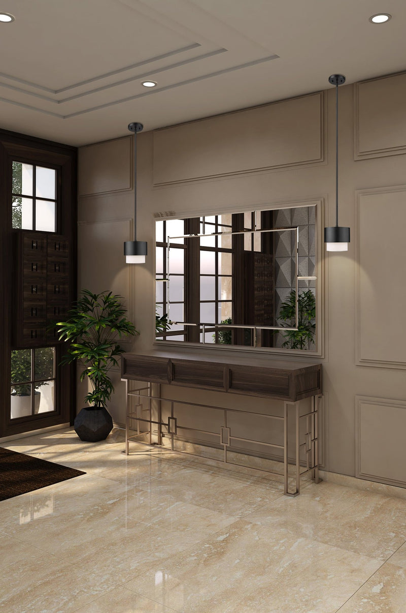 Counterpoint 1 Light 7.25" Pendant in Matte Black in a room setting