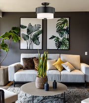 Counterpoint 2 Light 13" Semi Flush Mount in Matte Black in a room setting