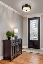 Counterpoint 2 Light 13" Semi Flush Mount in Matte Black in a room setting