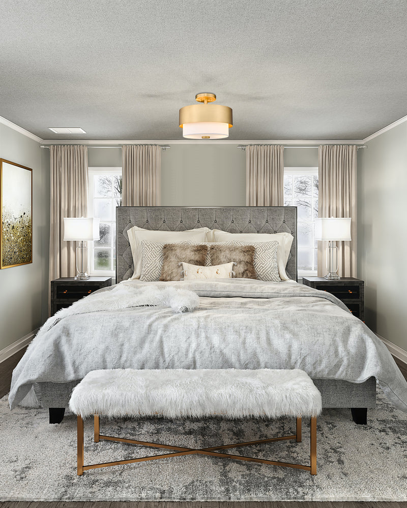 Counterpoint 2 Light 13" Semi Flush Mount in Modern Gold in a room setting