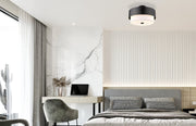 Counterpoint 3 Light 18" Semi Flush Mount in Matte Black in a room setting