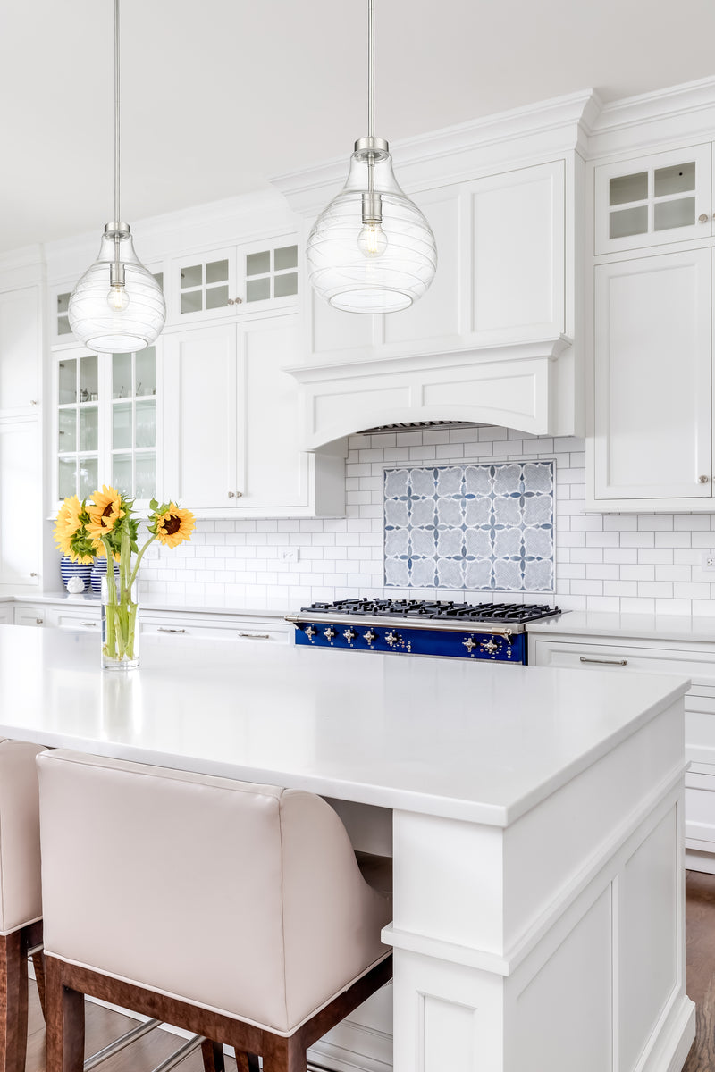 Bon Air 1 Light 10" Pendant in Brushed Nickel in a room setting