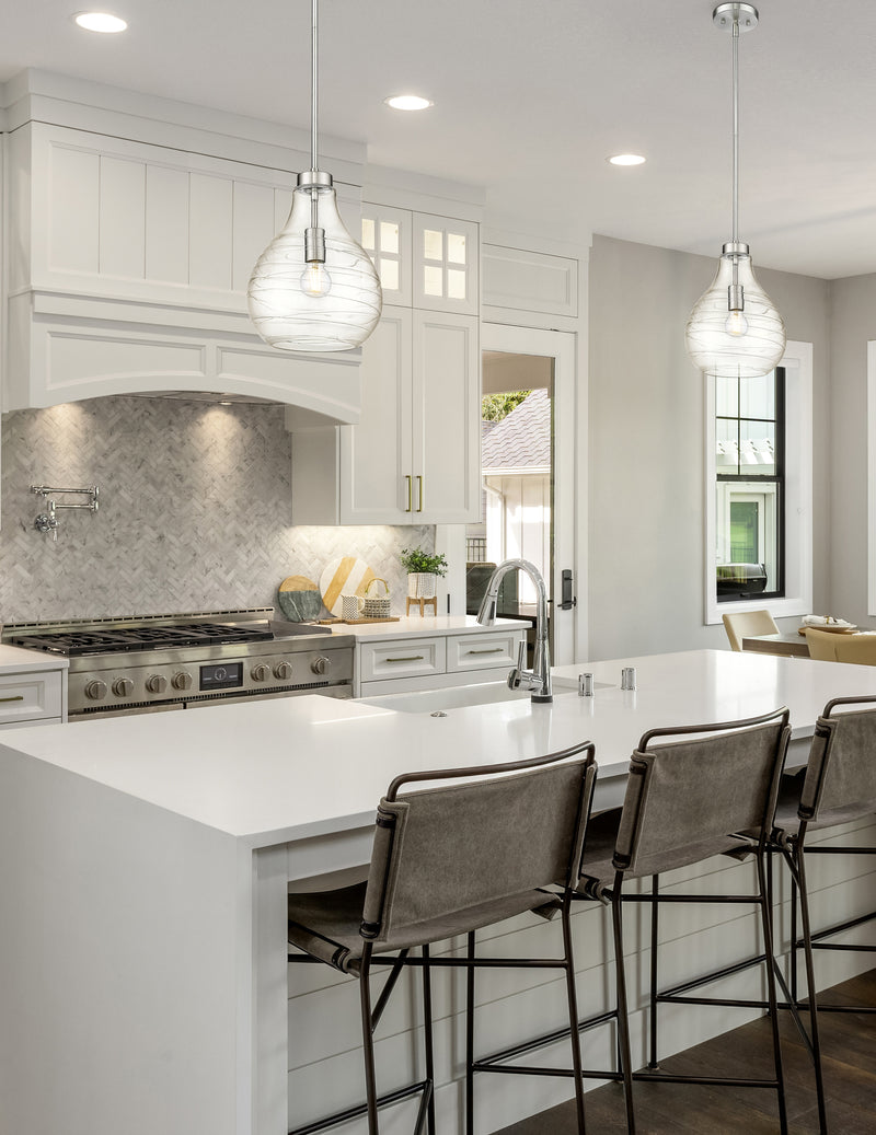 Bon Air 1 Light 10" Pendant in Brushed Nickel in a room setting