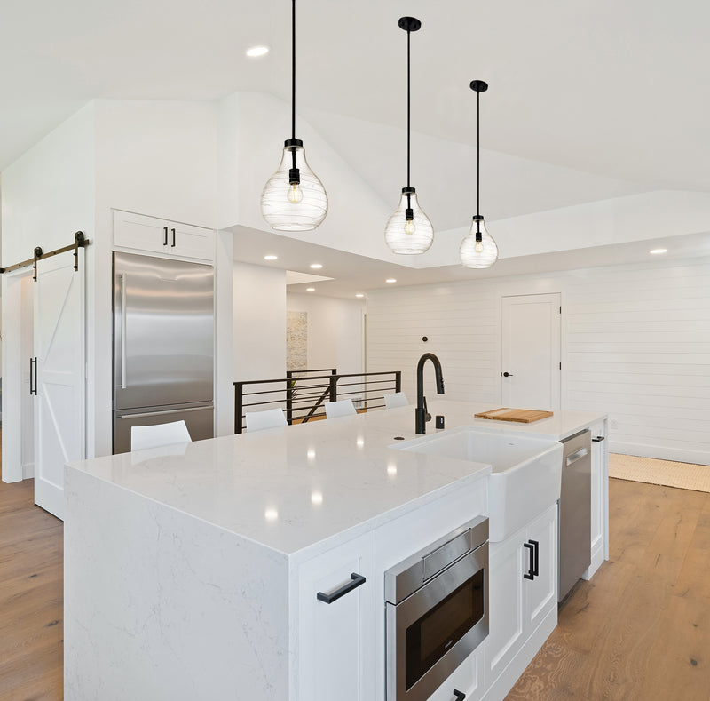 Bon Air 1 Light 10" Pendant in Matte Black in a room setting