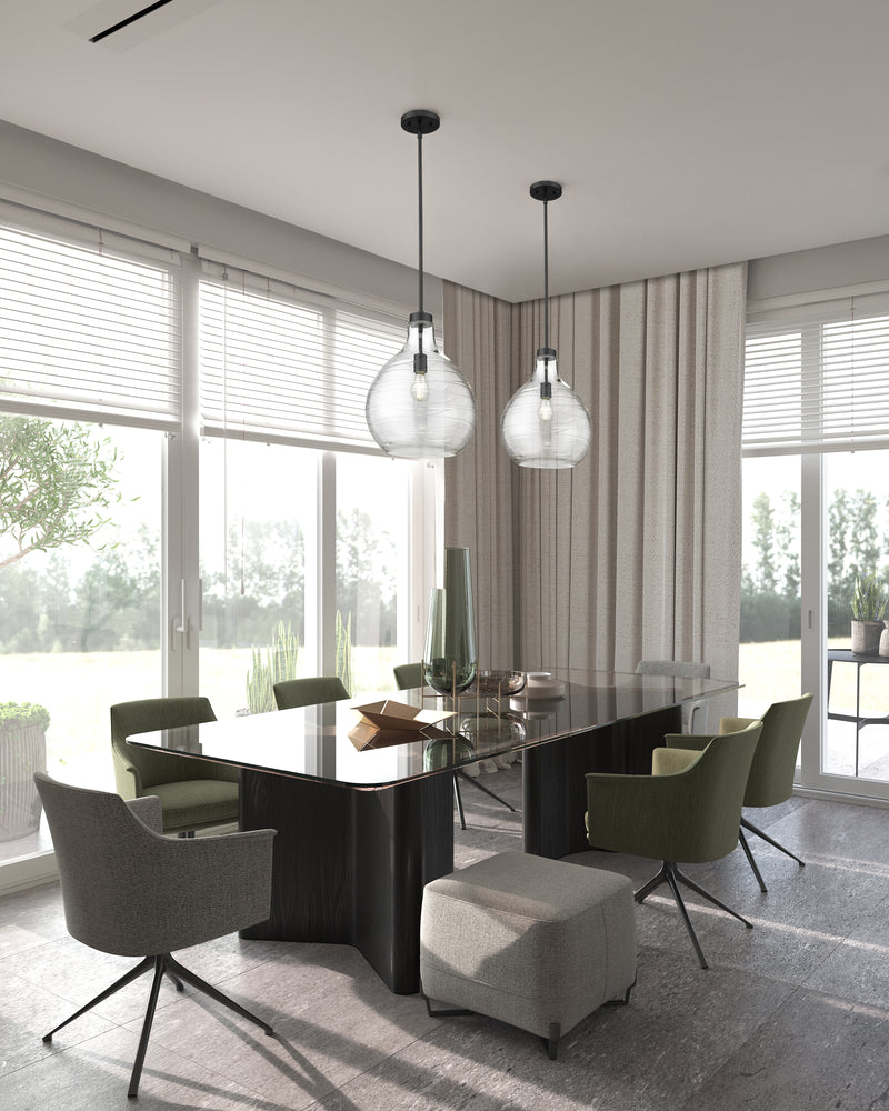 Bon Air 1 Light 13" Pendant in Matte Black in a room setting