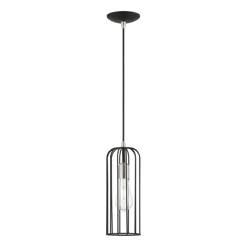 Glenbrook Pendant in Black with Brushed Nickel Accents