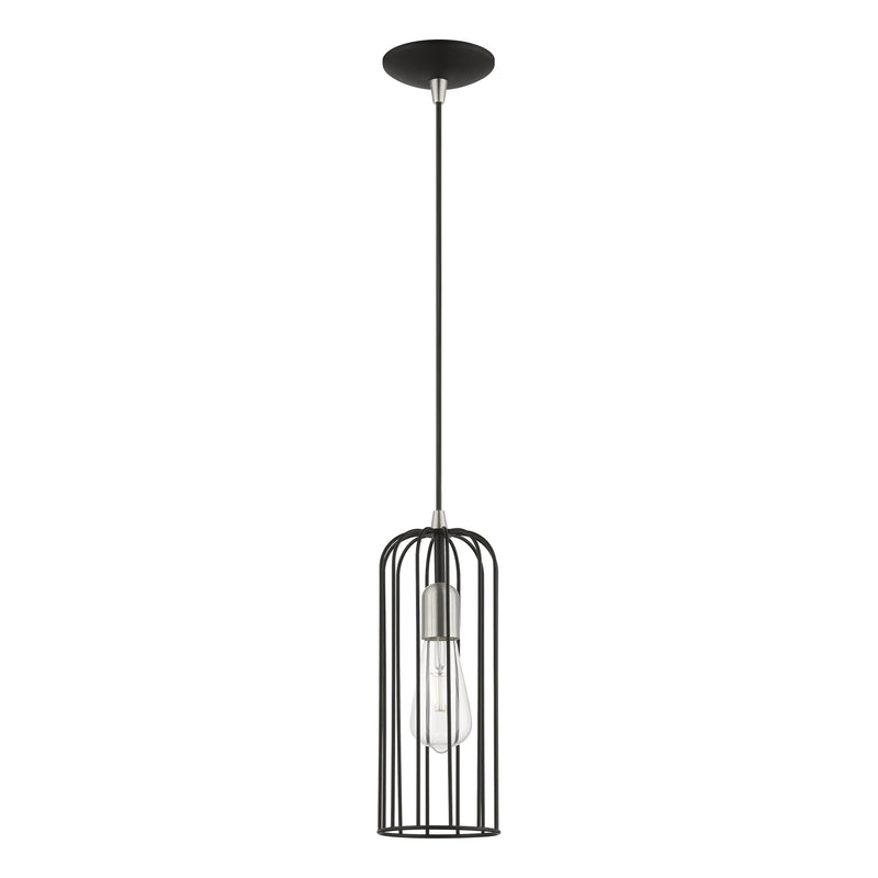 Glenbrook Pendant in Black with Brushed Nickel Accents