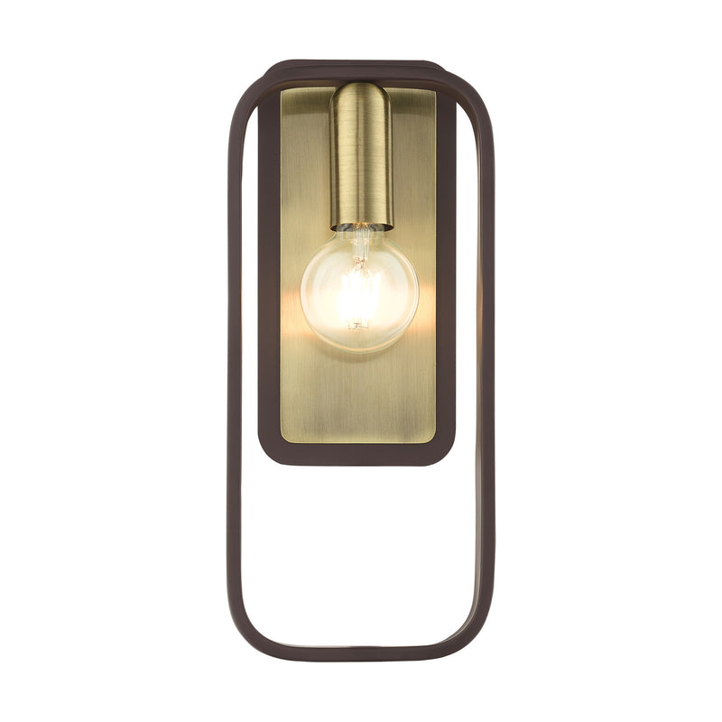 Bergamo ADA Wall Sconce in Bronze with Antique Brass Accents