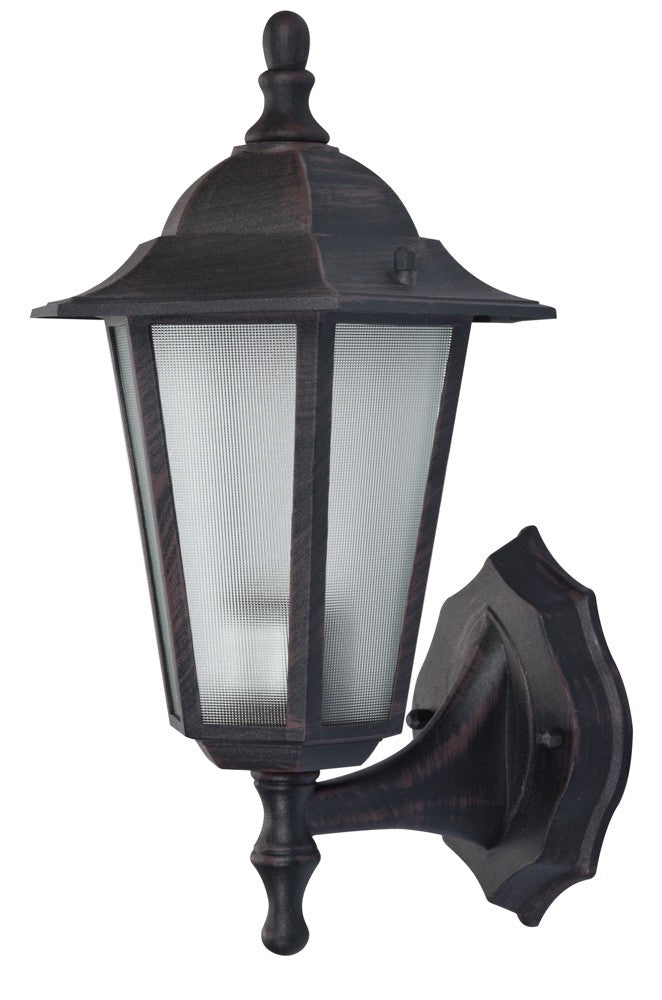 Alexander 1-Light Wall Lantern in Rust with Frosted Glass