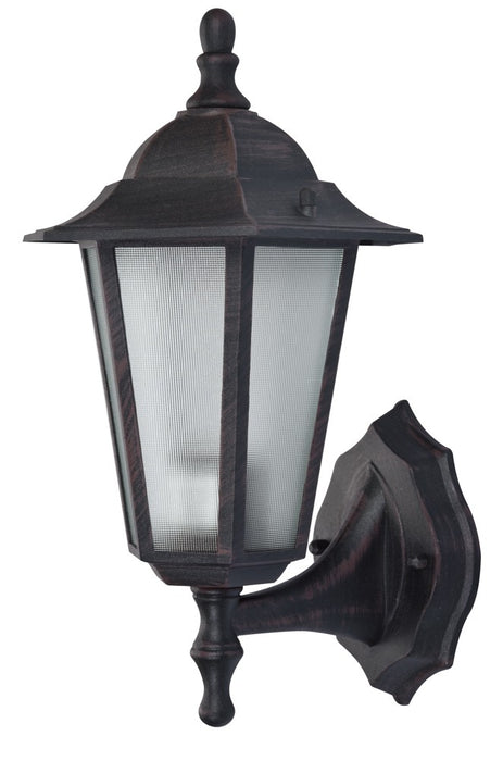Alexander 1-Light Wall Lantern in Rust with Frosted Glass