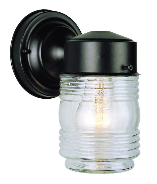Quinn 1-Light Wall Lantern in Black with Clear Glass