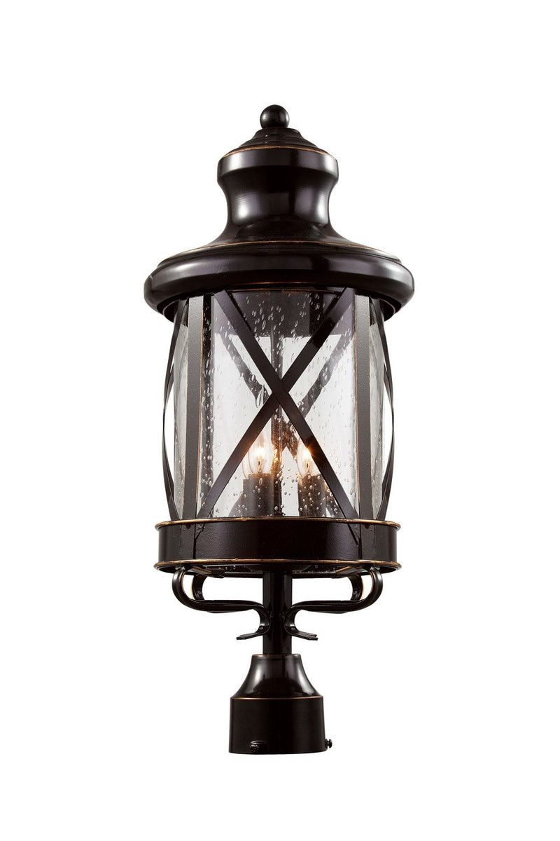 Chandler 3-Light 21.75" Outdoor Post Lantern in Rubbed Oil Bronze