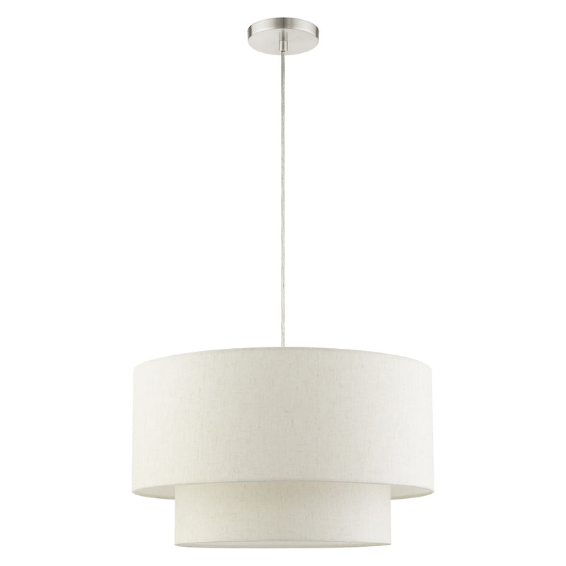 Blossom 3-Light Two-Tier Drum Pendant in Brushed Nickel