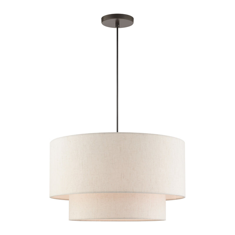 Blossom 3-Light Two-Tier Drum Pendant in English Bronze