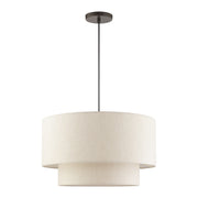 Blossom 3-Light Two-Tier Drum Pendant in English Bronze