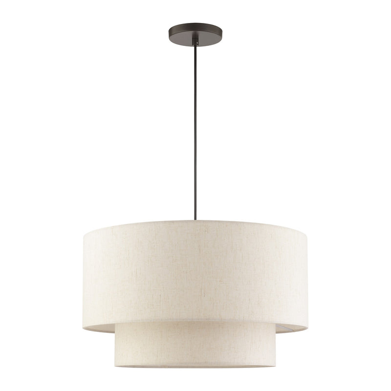 Blossom 3-Light Two-Tier Drum Pendant in English Bronze