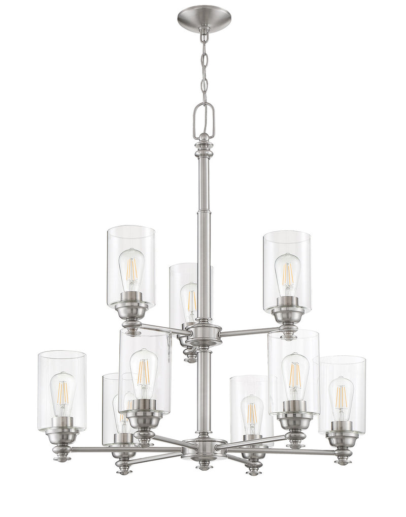 Dardyn 9 Light 29.25" Chandelier in Brushed Polished Nickel