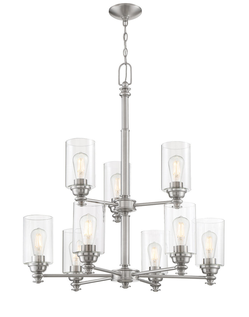 Dardyn 9 Light 29.25" Chandelier in Brushed Polished Nickel