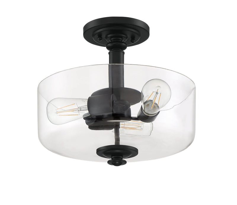 Dardyn 3 Light 13" Convertible Semi Flush in Flat Black