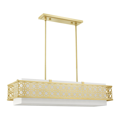 Calinda 6-Light Large Linear Chandelier in Soft Gold