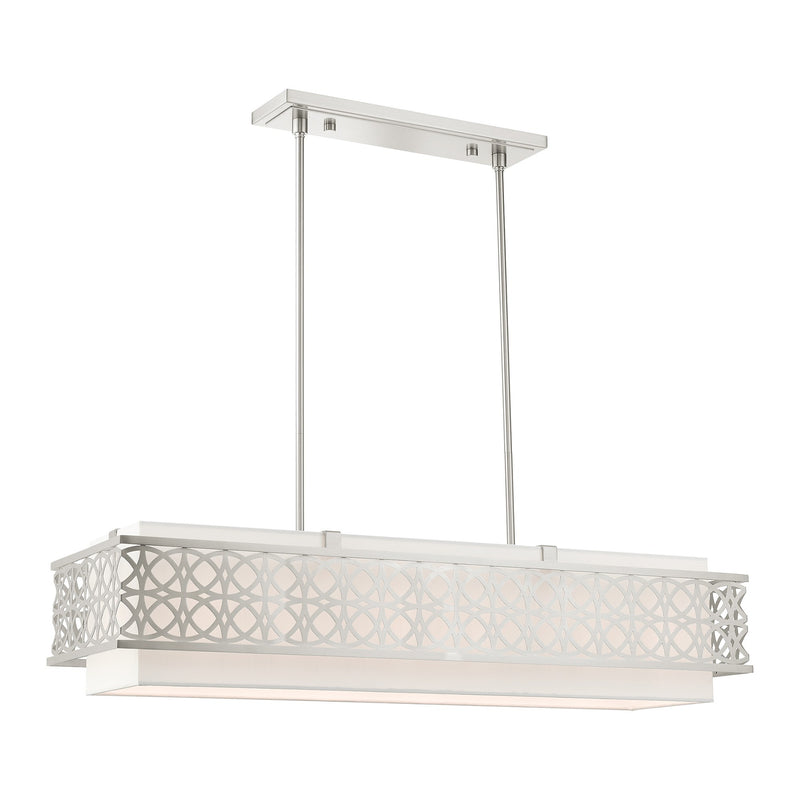 Calinda 6-Light Large Linear Chandelier in Brushed Nickel