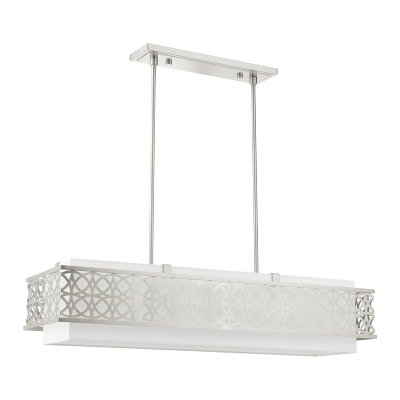 Calinda 6-Light Large Linear Chandelier in Brushed Nickel