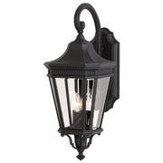 Cotswold Lane 9.5" 3-Light Beveled Glass Outdoor Wall Lantern in Black