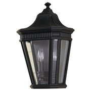 Cotswold Lane 2-Light Low-Profile Beveled Glass Outdoor Wall Lantern in Black