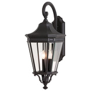 Cotswold Lane 12" 3-Light Beveled Glass Outdoor Wall Lantern in Black
