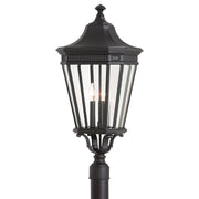 Cotswold Lane 12" 3-Light Beveled Glass Outdoor Post Light in Black