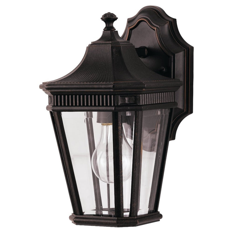 Cotswold Lane Beveled Glass Outdoor Wall Lantern in Grecian Bronze