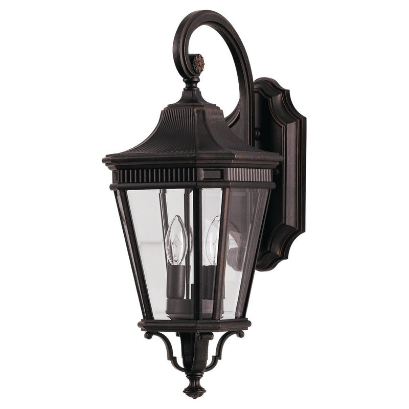Cotswold Lane 2-Light Beveled Glass Outdoor Wall Lantern in Grecian Bronze