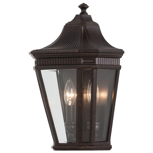 Cotswold Lane 2-Light Low-Profile Beveled Glass Outdoor Wall Lantern in Grecian Bronze