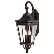 Cotswold Lane 12" 3-Light Beveled Glass Outdoor Wall Lantern in Grecian Bronze