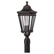Cotswold Lane 9.5" 3-Light Beveled Glass Outdoor Post Light in Grecian Bronze