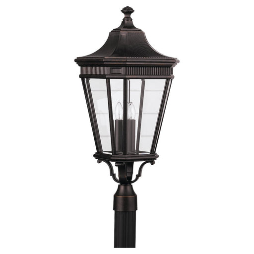 Cotswold Lane 12" 3-Light Beveled Glass Outdoor Post Light in Grecian Bronze