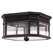 Cotswold Lane 2-Light Beveled Glass Outdoor Flush Mount in Grecian Bronze