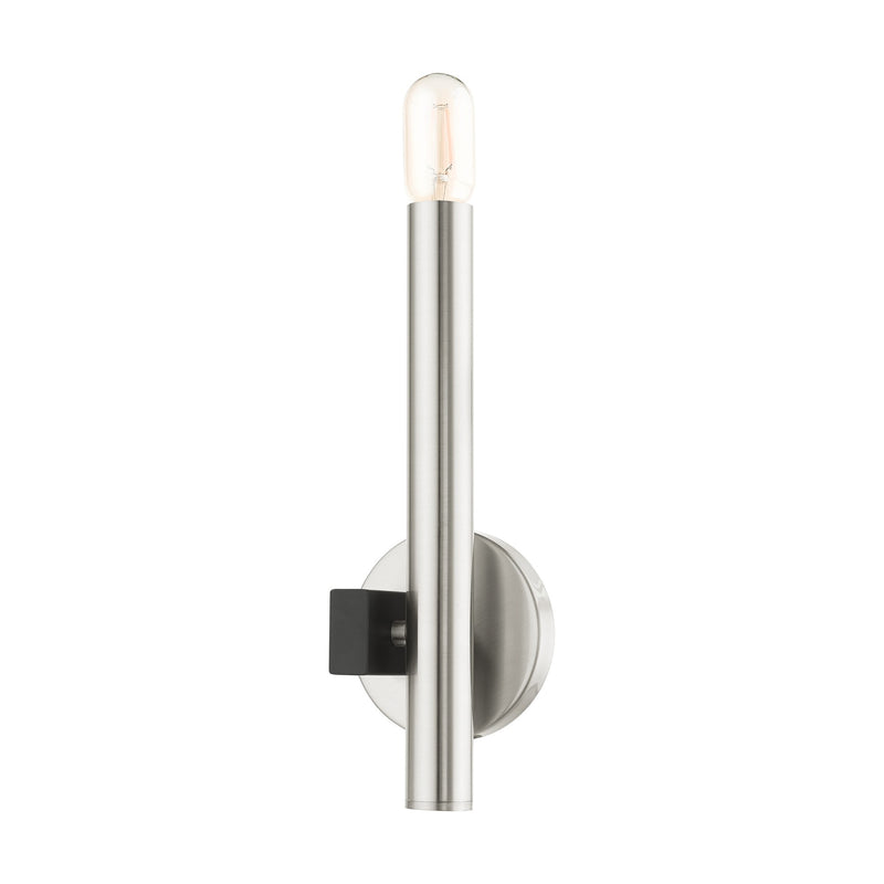 Helsinki ADA Wall Sconce in Brushed Nickel with Black Accents