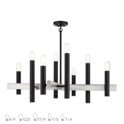 Helsinki 8-Light Large Chandelier (Model 49996) in Black with Brushed Nickel Accents