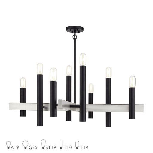 Helsinki 8-Light Large Chandelier (Model 49996) in Black with Brushed Nickel Accents
