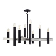 Helsinki 8-Light Large Chandelier (Model 49996) in Black with Brushed Nickel Accents